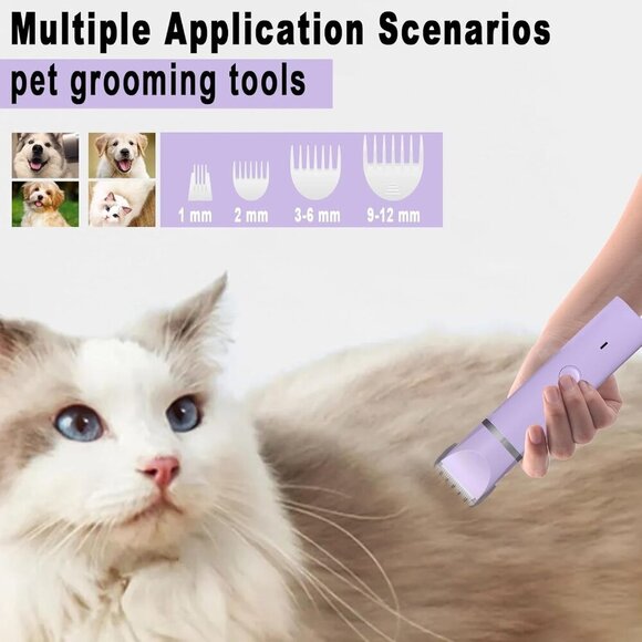 Pet Grooming Clippers Kit Electric Rechargeable Cordless Quiet Trimmer 4-in-1 - Picture 7 of 8